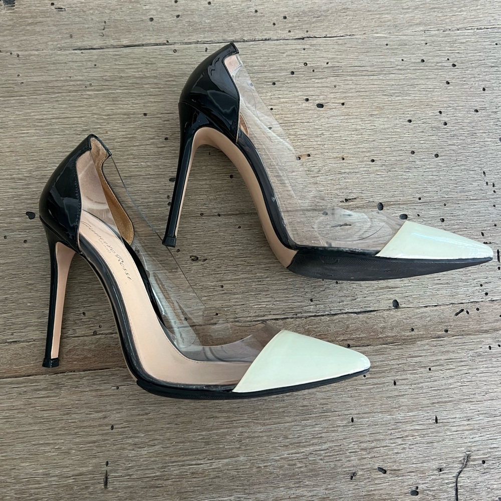 Gianvito Rossi Plexi Pump in Black and White (Size 36.5)
